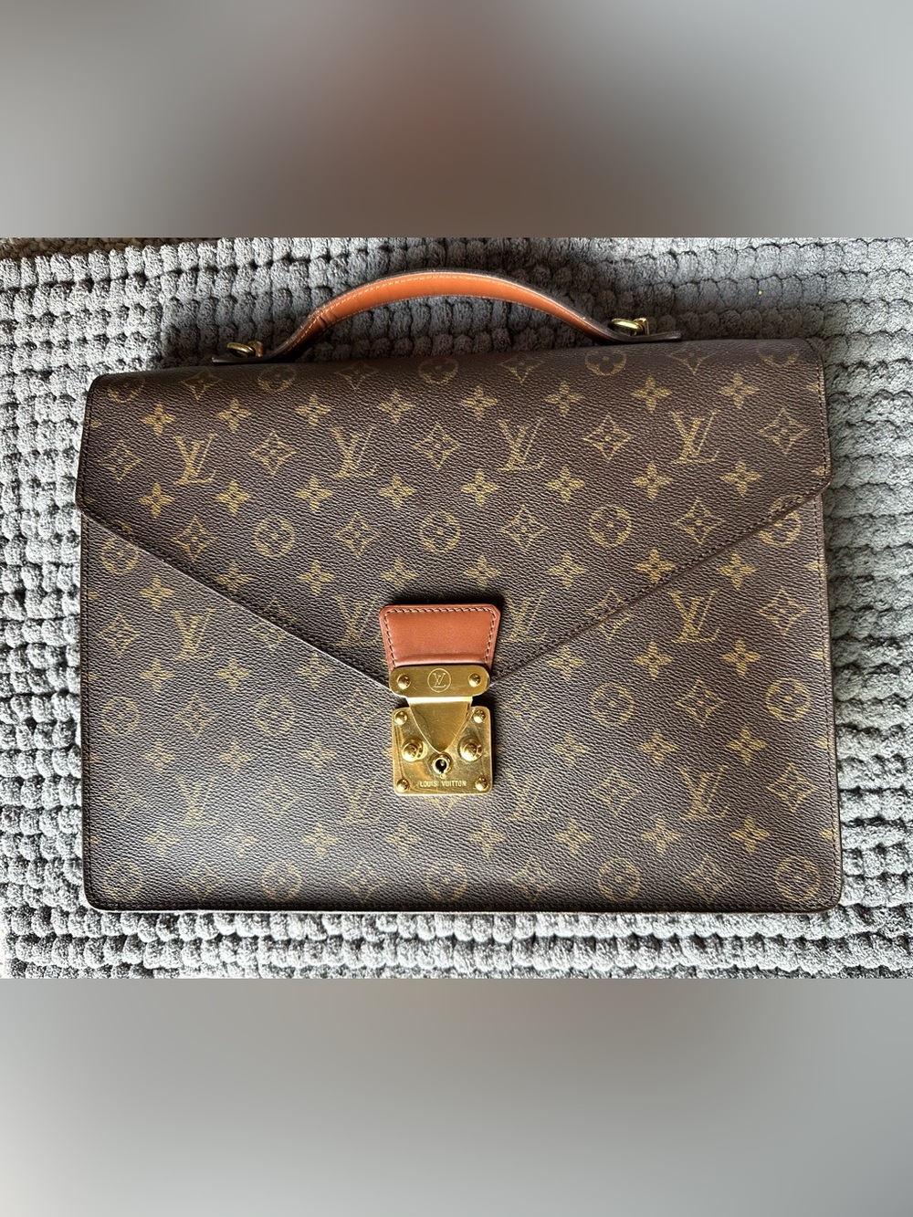 Louis Vuitton Brown Monogram Briefcase Porte Documents Bandouliere